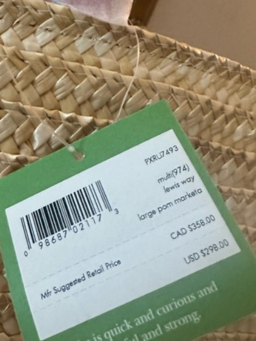Kate Spade-Lewis Way Woven "Spice Things Up" Pom Pom Tote Bag 🌶️ - Picture 8 of 9